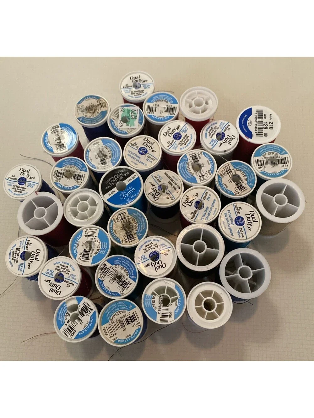 Mix Of Sewing Thread Heavy Duty And All Purpose Lot of 35 Assorted Color Spools